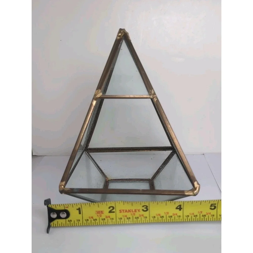 Vintage Geometric Terrarium Planter Brass & Glass Succulents Holder 6